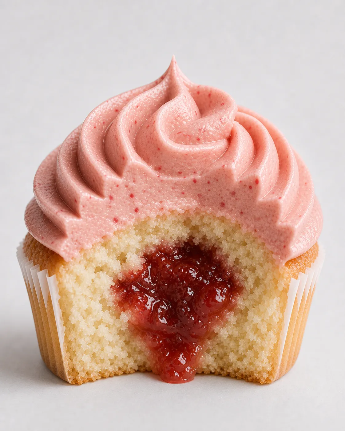 Strawberry Jam Surprise Cupcake